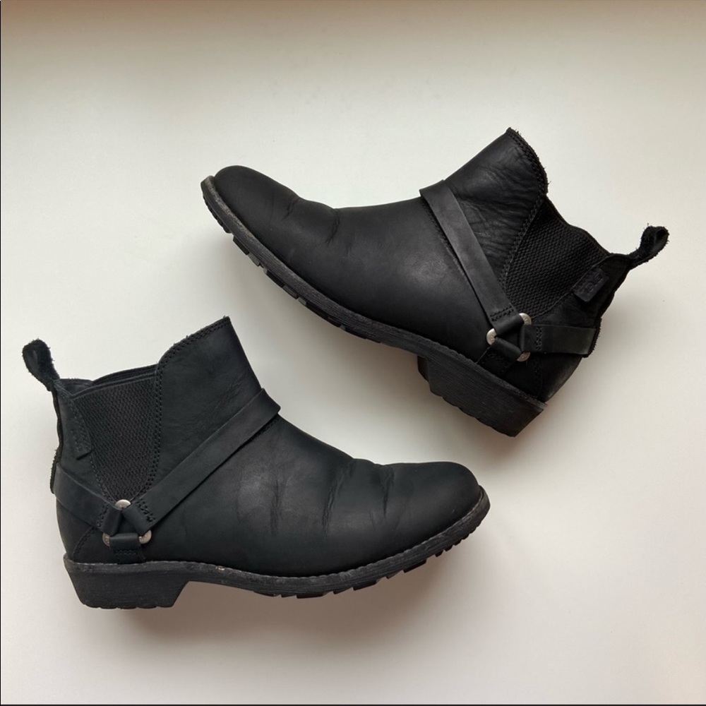 Teva Black Leather Ankle Booties